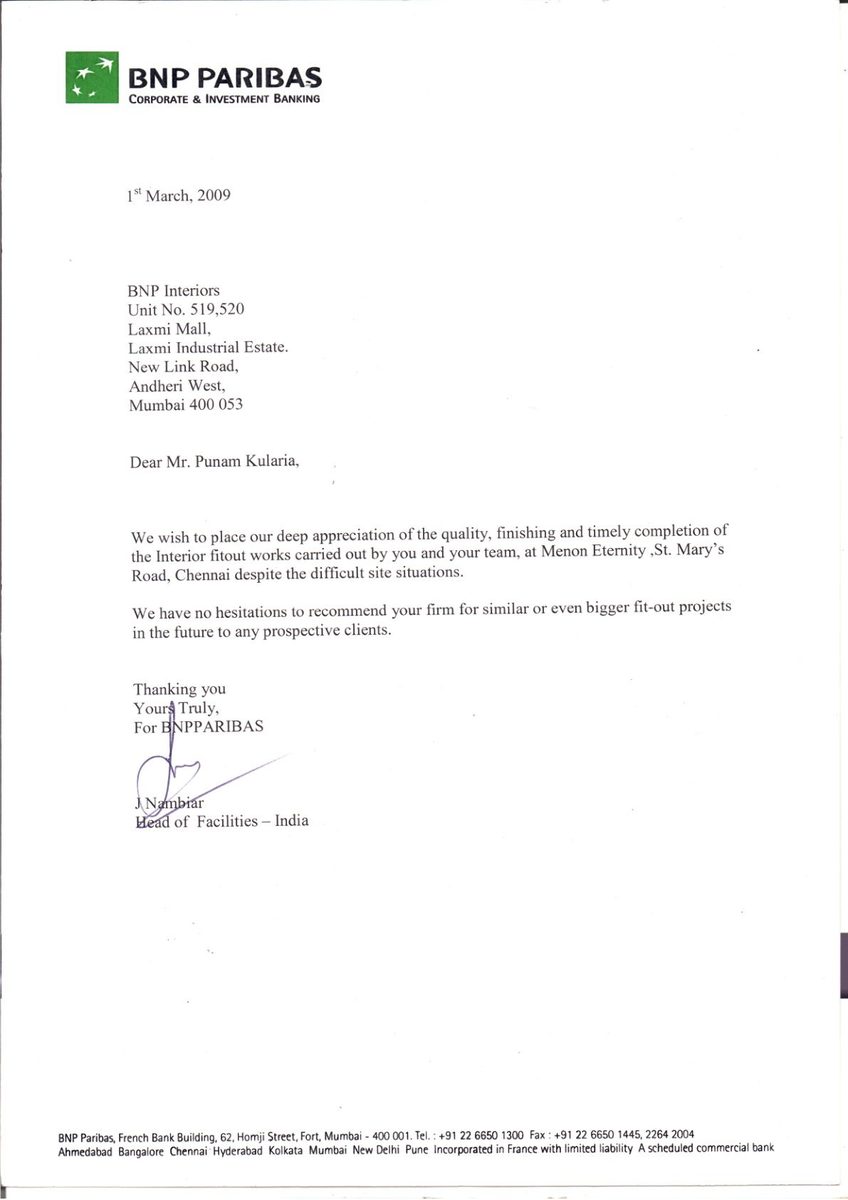 BNP Paribas Real Estate - Completion Certificate